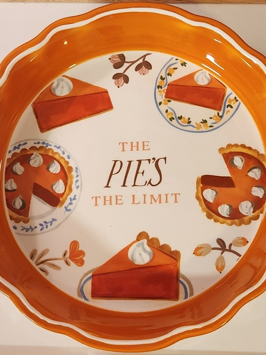 Mud Pie Other - Mud Pie Thanksgiving Pie Dish The Pie's The Limit Ceramic Pumpkin Fall NWT